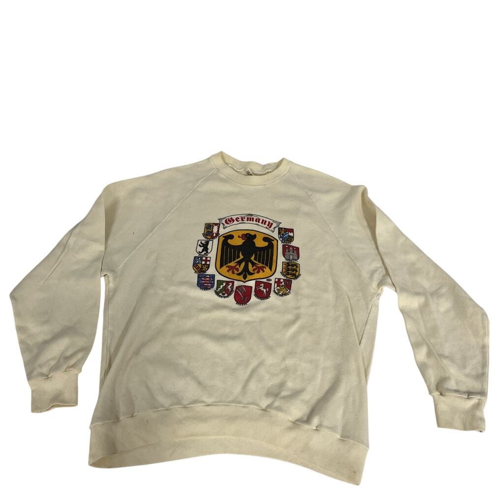 Vintage GERMANY City Crest Graphic T-Shirt Men's XL White Long Sleeve